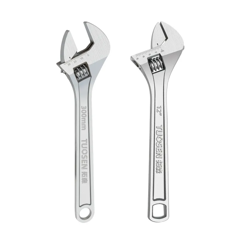 Manual Adjustable Wrench Set – 12 Inch Wide Jaw Spanner & 15 Inch Multi-Purpose Crescent Wrench, Heavy Duty Tools for Plumbing & Mechanical Repair